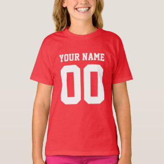 Anpassat namn Nummer på flickans fotbollsmatch Jer Tee Shirt
