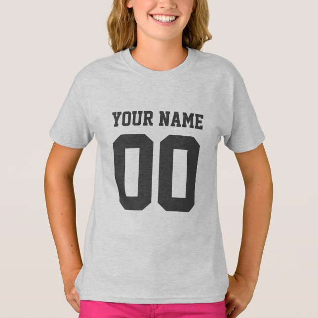 Anpassat namn Nummer på flickans fotbollsmatch Jer Tee Shirt (Framsida)