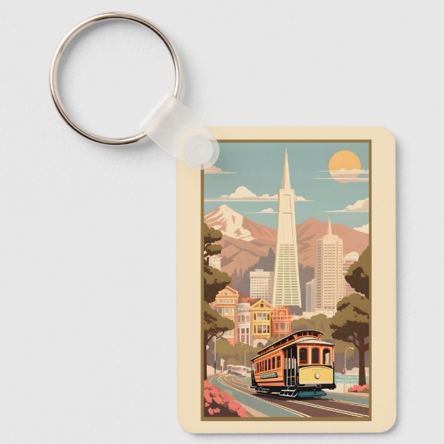 Anpassat namn & nummer Retro San Francisco Nyckelring (Framsida)
