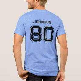 Anpassat namn, nummer, rött team, blått idrottslag t shirt