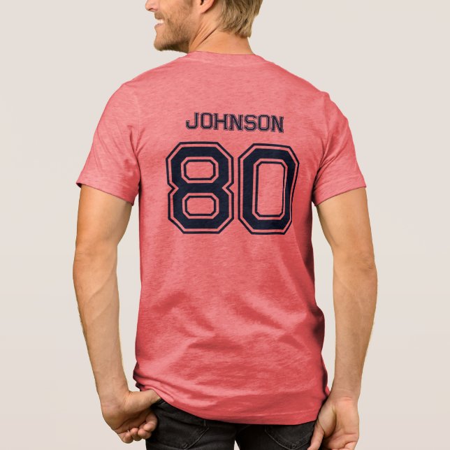 Anpassat namn, nummer, rött team för marinsport t shirt (Baksida)