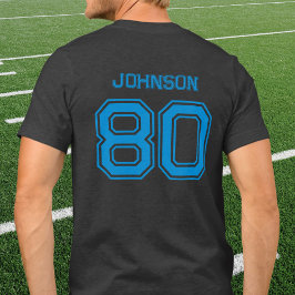 Anpassat namn, nummer, teamsvart för Blue Sports T Shirt