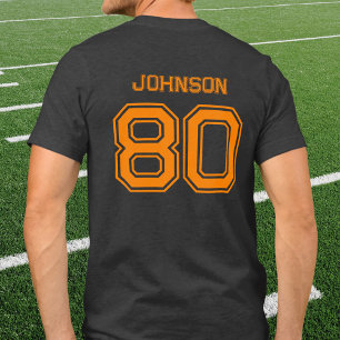 Anpassat namn, nummer, teamsvart för orange Sports T Shirt