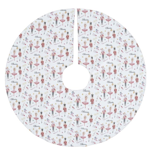 Anpassat namn Nutcracker Ballet Ballerina jul Julgransmatta Borstad Polyester (Framsidan)