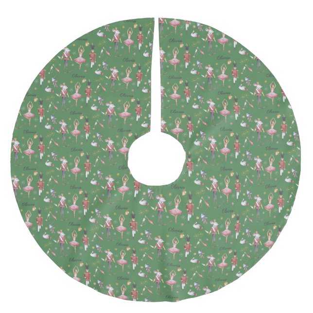Anpassat namn Nutcracker Ballet Ballerina jul Julgransmatta Borstad Polyester (Framsidan)