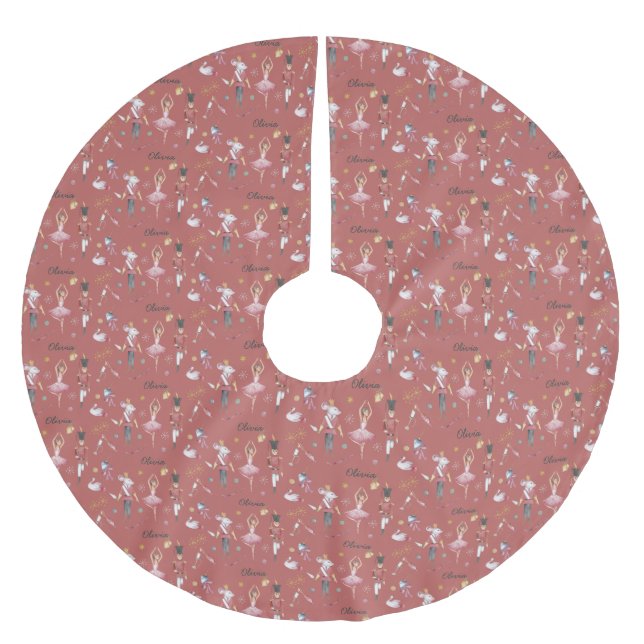 Anpassat namn Nutcracker Ballet Ballerina jul Julgransmatta Borstad Polyester (Framsidan)