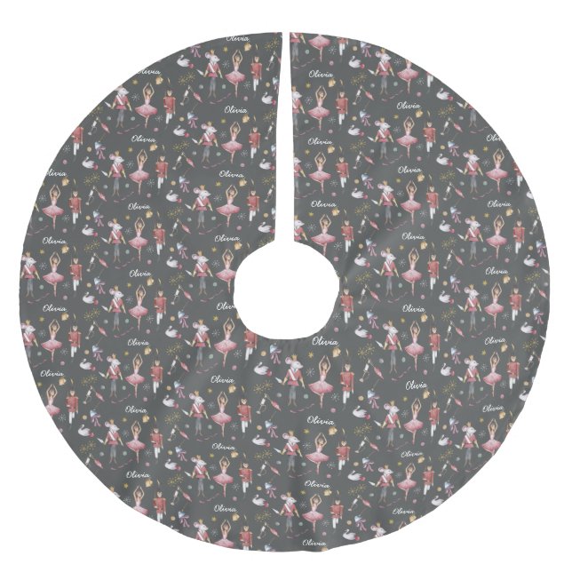 Anpassat namn Nutcracker Ballet Ballerina jul Julgransmatta Borstad Polyester (Framsidan)