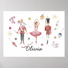 Anpassat namn Nutcracker Ballet Ballerina jul Poster