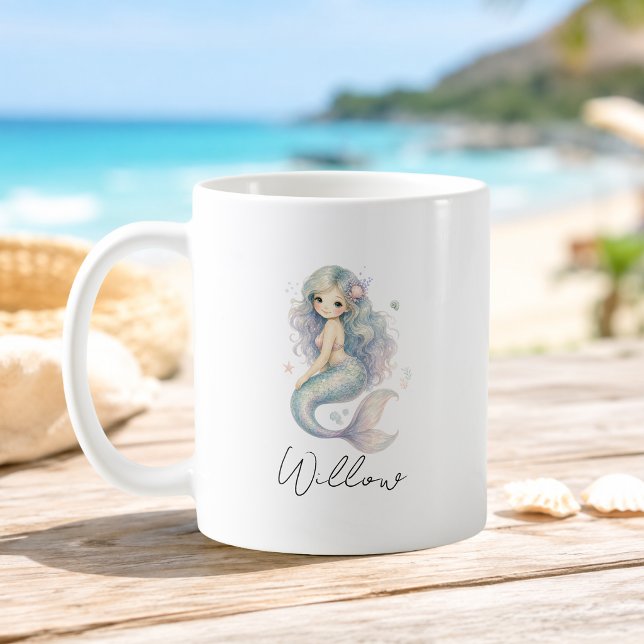 Anpassat Namn Ocean Mermaid Mugg (Custom Name Ocean Mermaid Kids Mug)