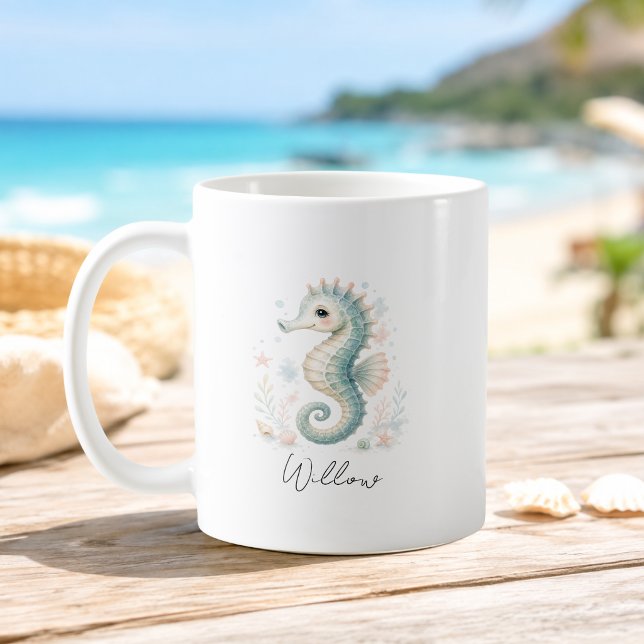 Anpassat Namn Ocean Seahorse Mugg (Custom Name Ocean Seahorse Mug)