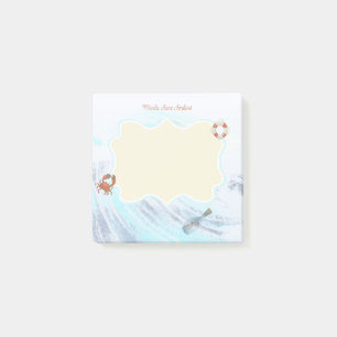 Anpassat namn Ocean Theme Crab Life Preserver Flas Post-it Block