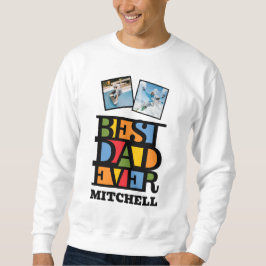 Anpassat namn och 2 foton BÄSTA PAPPA EVER Lång Ärmad Tröja