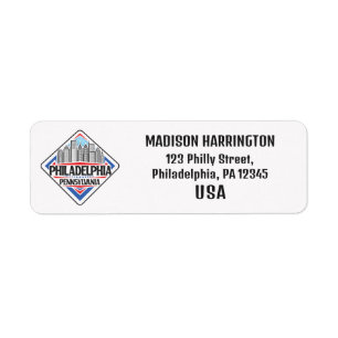 Anpassat namn och Adress Philadelphia Pennsylvania Returadress Etikett