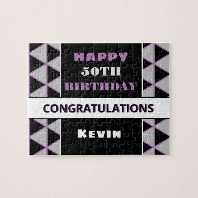 Anpassat namn och ålder 50-årspussel pussel (Horisontell)