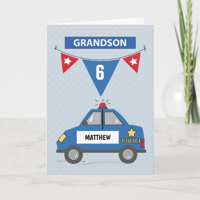Anpassat namn och ålder Farson 6e Birthday Police Kort (Framsida)