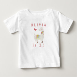 Anpassat namn och ålder för Cute Pastel Llama Bi T Shirt