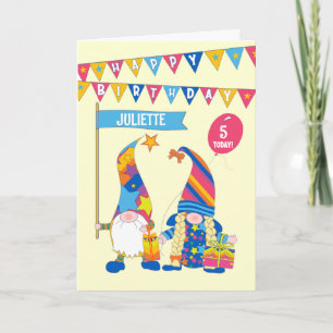 Anpassat namn och ålder med Roligt Gnomes Card Kort