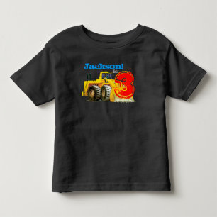 Anpassat namn och ålderspojkens Gult Digger 3:e T Shirt