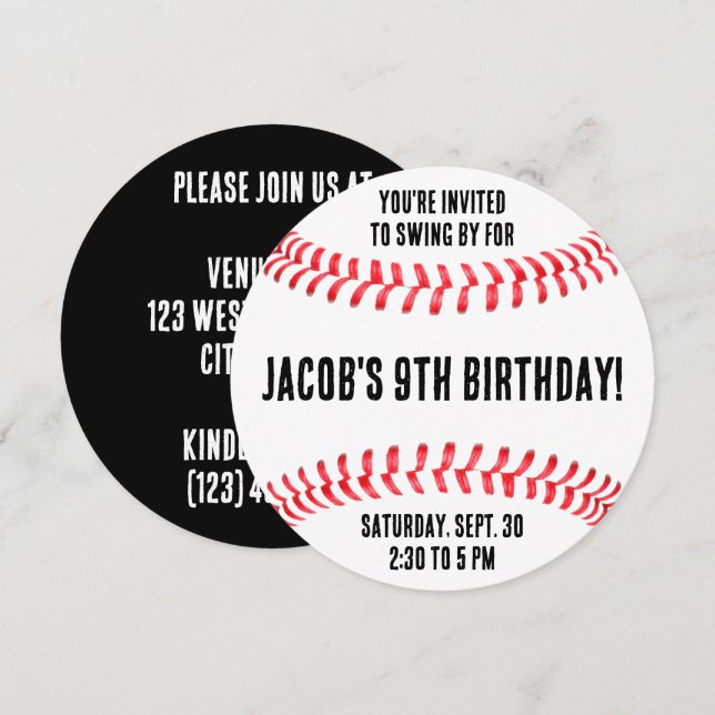 Anpassat namn och anpassad information för Basebal Inbjudningar (Fram/baksida)