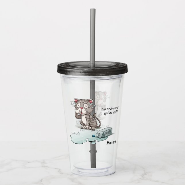 Anpassat namn och anpassad text Gråtande katttumla Take Away Mugg (Framsida)