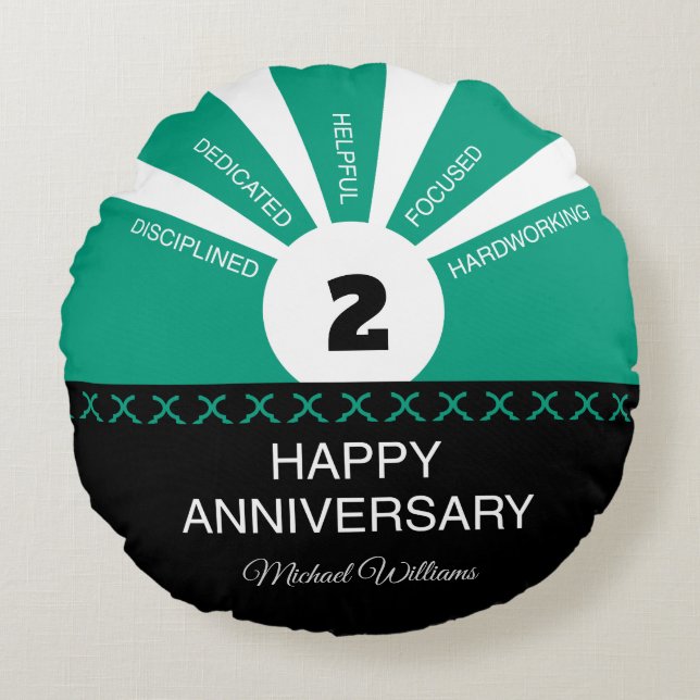 Anpassat namn och år, anställningsår rund kudde (Framsidan)