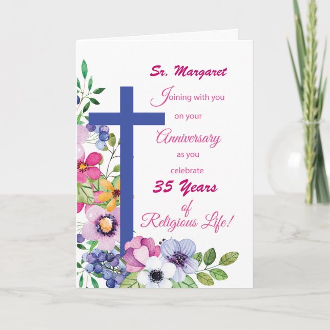 Anpassat namn och år, årsdag Religiösa Life Kort (Framsida)