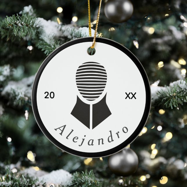 Anpassat namn och år för Fencer-funktionen för sva Julgransprydnad Keramik (Skapare uppladdad)