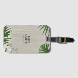 Anpassat namn och år för personlig Tropical Löv Bagagebricka