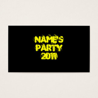 Anpassat namn och år. Party. Gult och svart Visitkort
