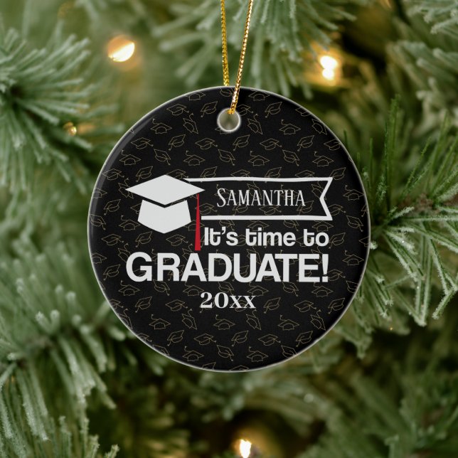 Anpassat namn och år Studenten-utsmyckning Julgransprydnad Keramik (Träd)