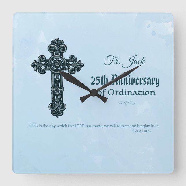 Anpassat namn och årsdag - Ordning, Priest Fyrkantig Klocka (Framsida)