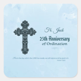 Anpassat namn och årsdag - Ordning, Priest Fyrkantigt Klistermärke