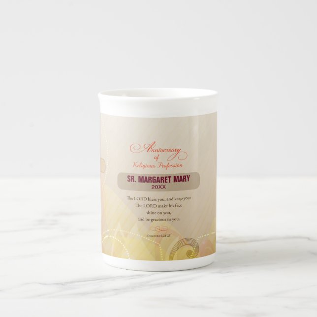 Anpassat namn och årsnummer, 60-årsdag Religiösa Benporslin Mugg (Framsidan)