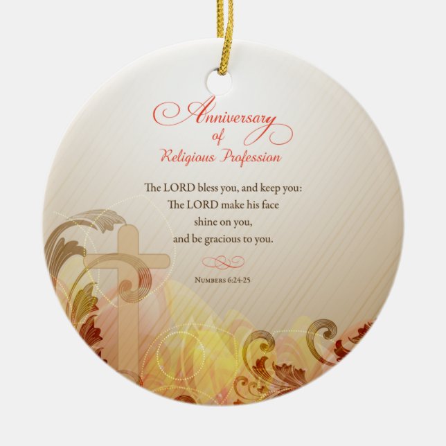 Anpassat namn och årsnummer, 60-årsdag Religiösa Julgransprydnad Keramik (Framsidan)