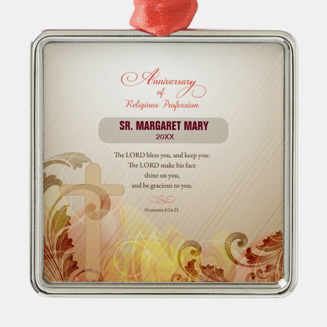 Anpassat namn och årsnummer, 60-årsdag Religiösa Julgransprydnad Metall (Framsidan)