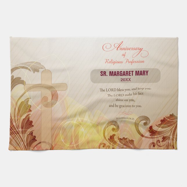 Anpassat namn och årsnummer, 60-årsdag Religiösa Kökshandduk (Horisontell)