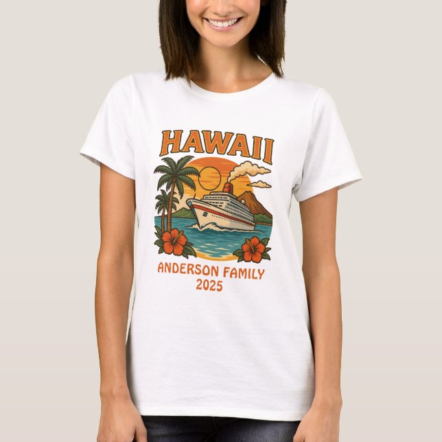 Anpassat namn och datum för Hawaii Cruise T Shirt (Framsida)