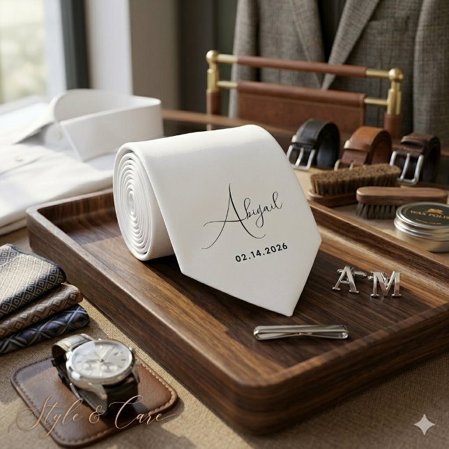 Anpassat Namn Och Datum Premium Mode Slips (Custom Name And Date Premium Fashion Neck Tie)