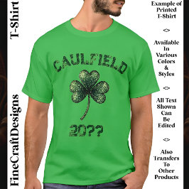 Anpassat namn och datum, Shamrock, St Patrick's Da T Shirt