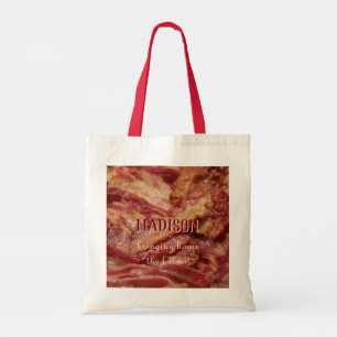 Anpassat namn och egen text BACON-tote bags Tygkasse