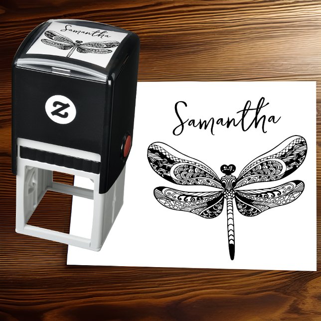Anpassat namn och Elegant Dragonfly Självfärgande Stämpel (Skapare uppladdad)