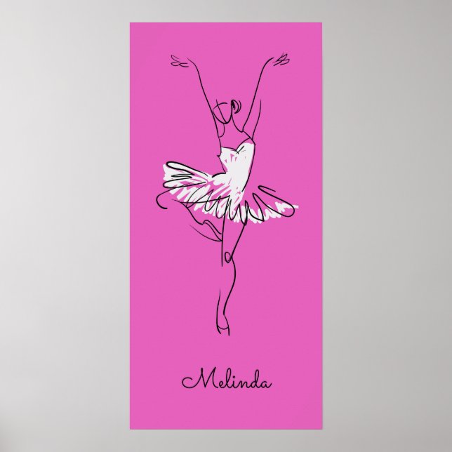 Anpassat namn och färg Ballerina poster (Framsidan)
