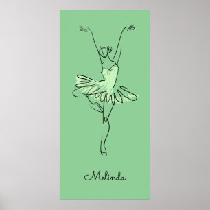 Anpassat namn och färg Ballerina poster
