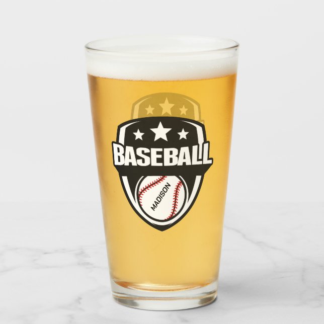 Anpassat namn och Färg baseball Glaskopp (Baksida fylld)