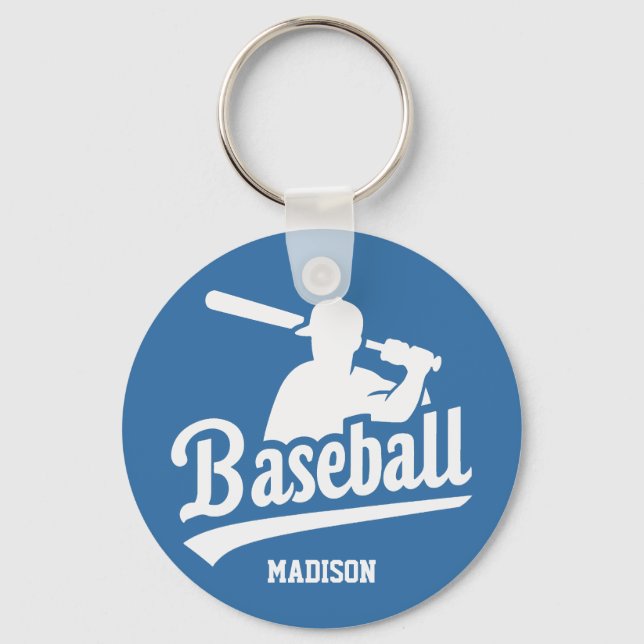 Anpassat namn och Färg Baseball Player Nyckelring (Framsida)