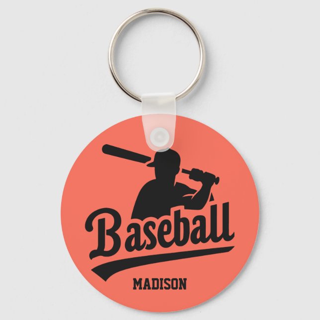Anpassat namn och Färg Baseball Player Nyckelring (Framsida)