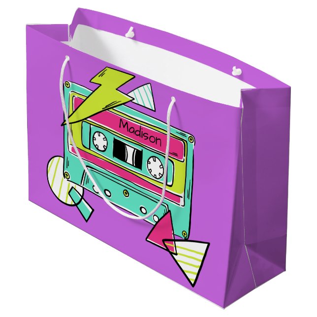 Anpassat namn och färg Casette Tape-presentpåse (Baksidan Vinklad)