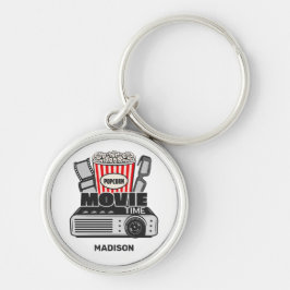 Anpassat namn och Färg filmtid Rund Silverfärgad Nyckelring