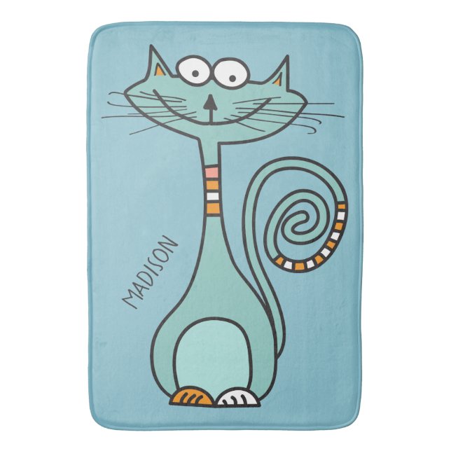 Anpassat namn och färg-funna kattbadkar badrumsmatta (Framsidan (Vertikal))