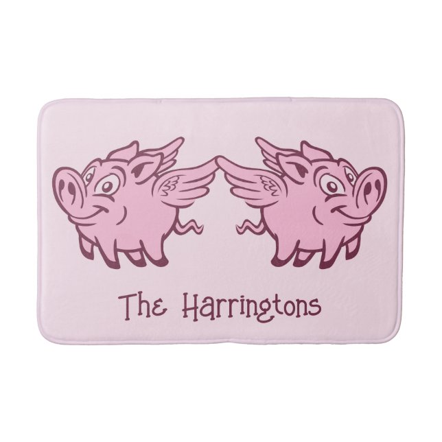 Anpassat namn och Färg-Grisar Badrumsmatta (Framsidan)